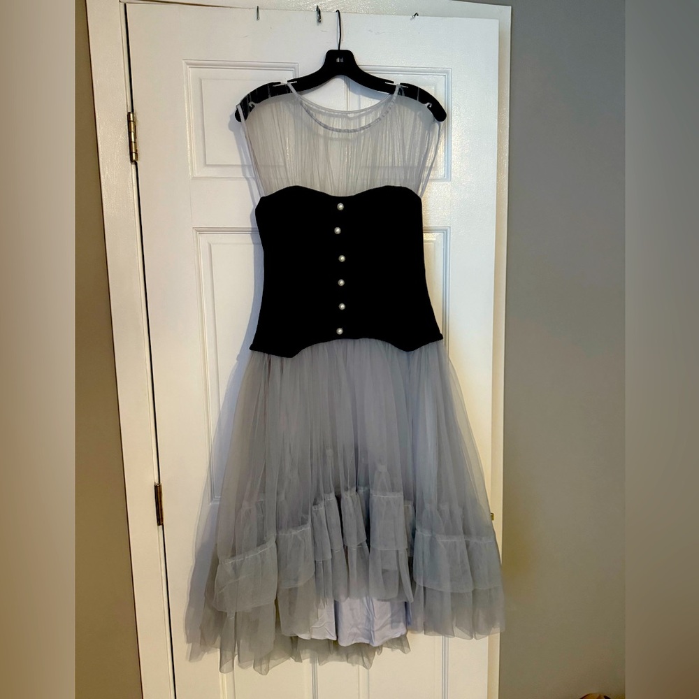 By Anthropology Sheer Tulle Corset Twofer Midi Dress